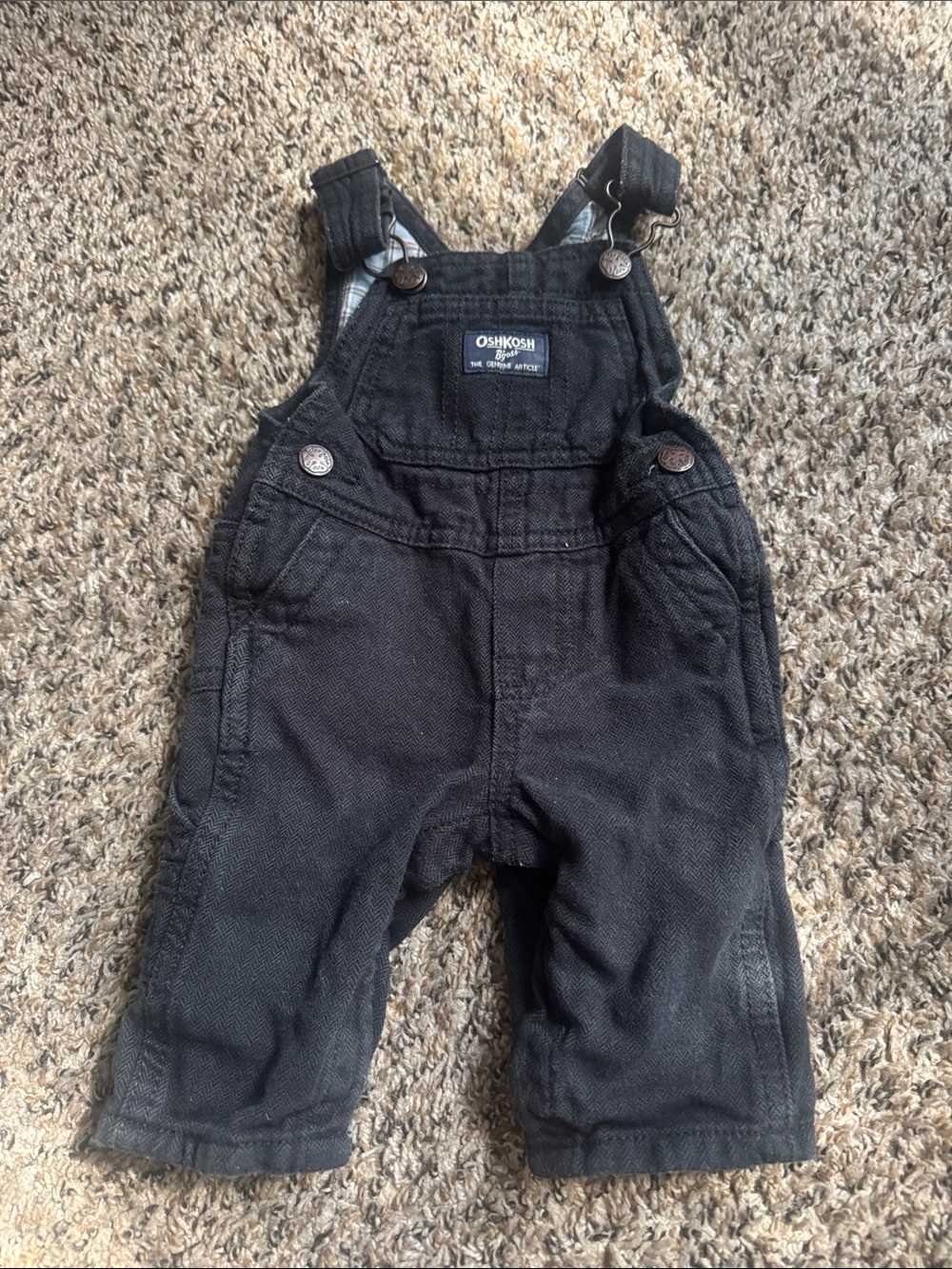 OshKosh B'gosh Black Baby Overalls with Front Pocket